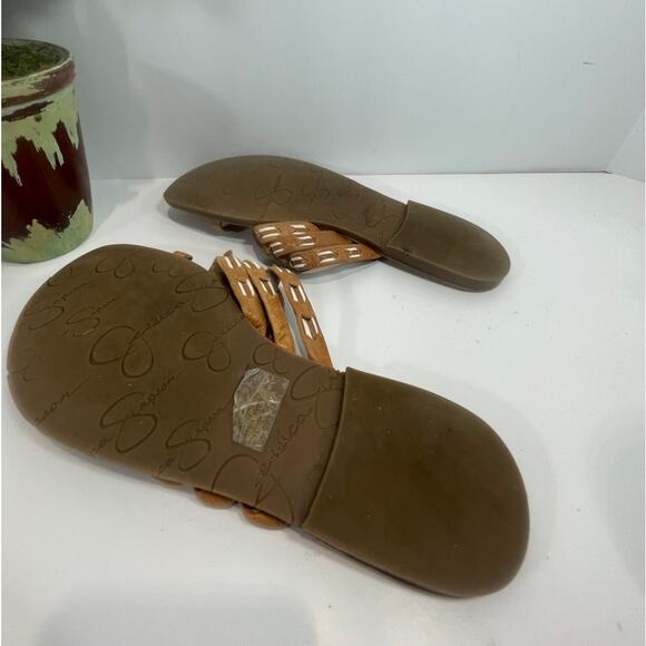 Jessica Simpson Leather Sandals Brown Medallion Aztec Western Boho Size 8 - Picture 11 of 15